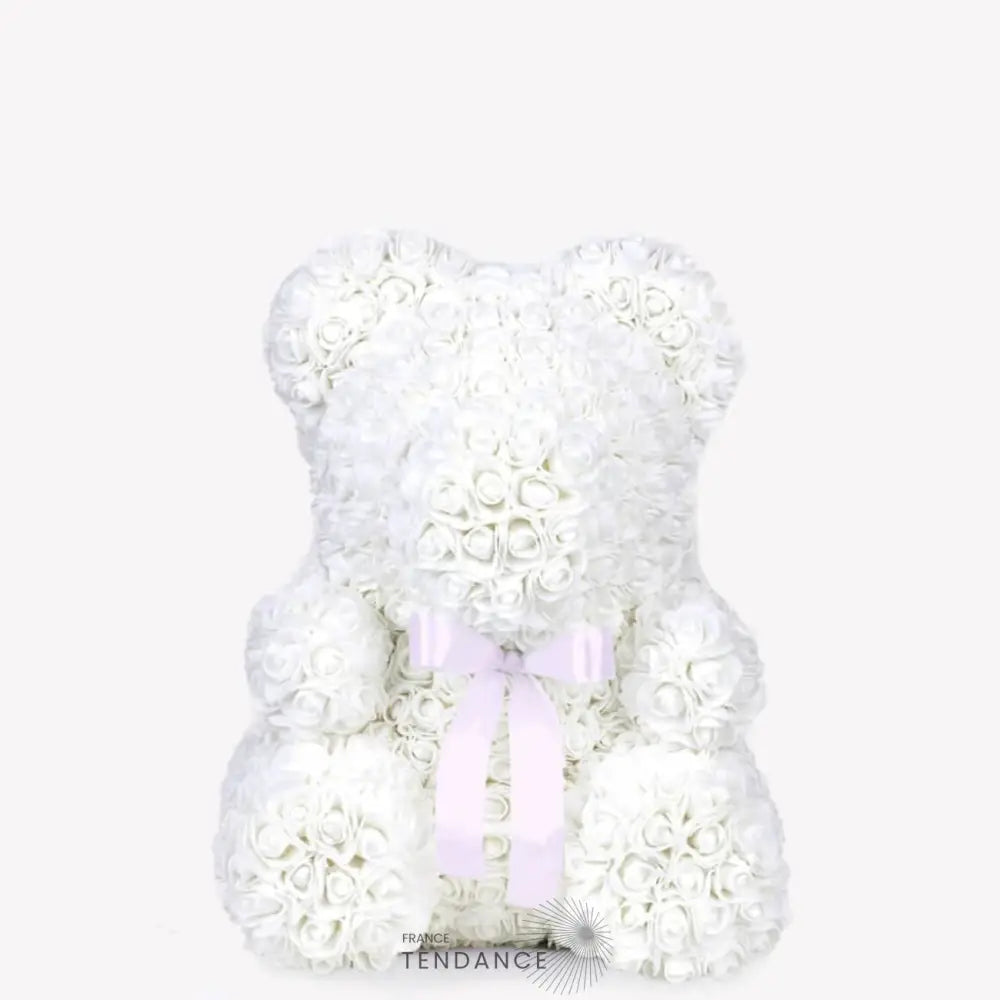 Ours En Roses éternelles Blanc (40 Cm) | France-Tendance